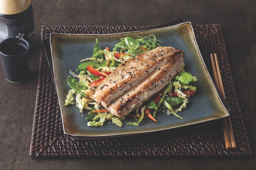 Sesame Soy Rainbow Trout with Warm Cabbage Salad