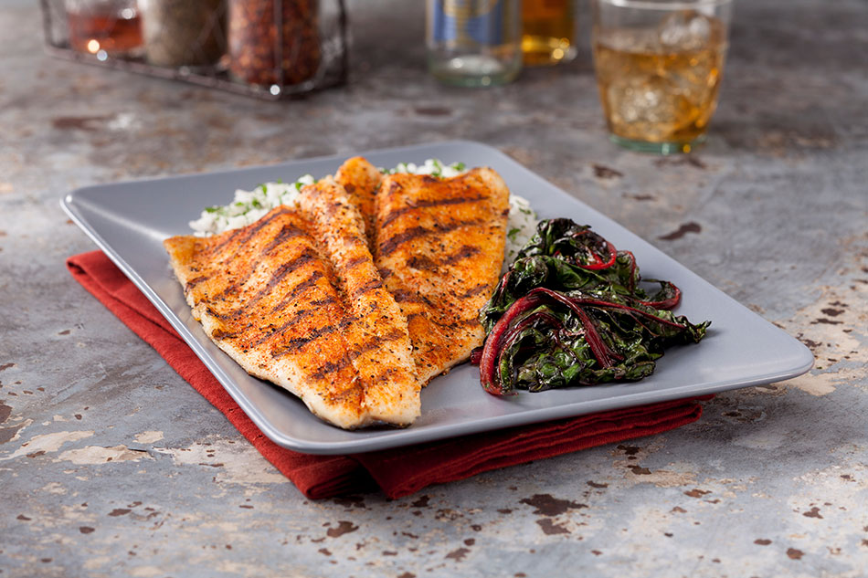 Rainbow Trout with Spanish Spice Rub and Grilled Chard
