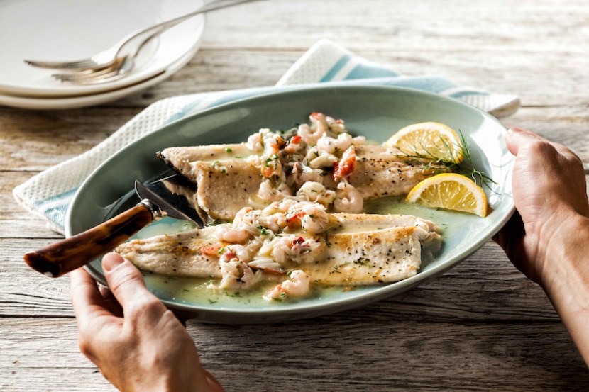 Trout, Crab and Shrimp in a Lemon Herb Butter Sauce